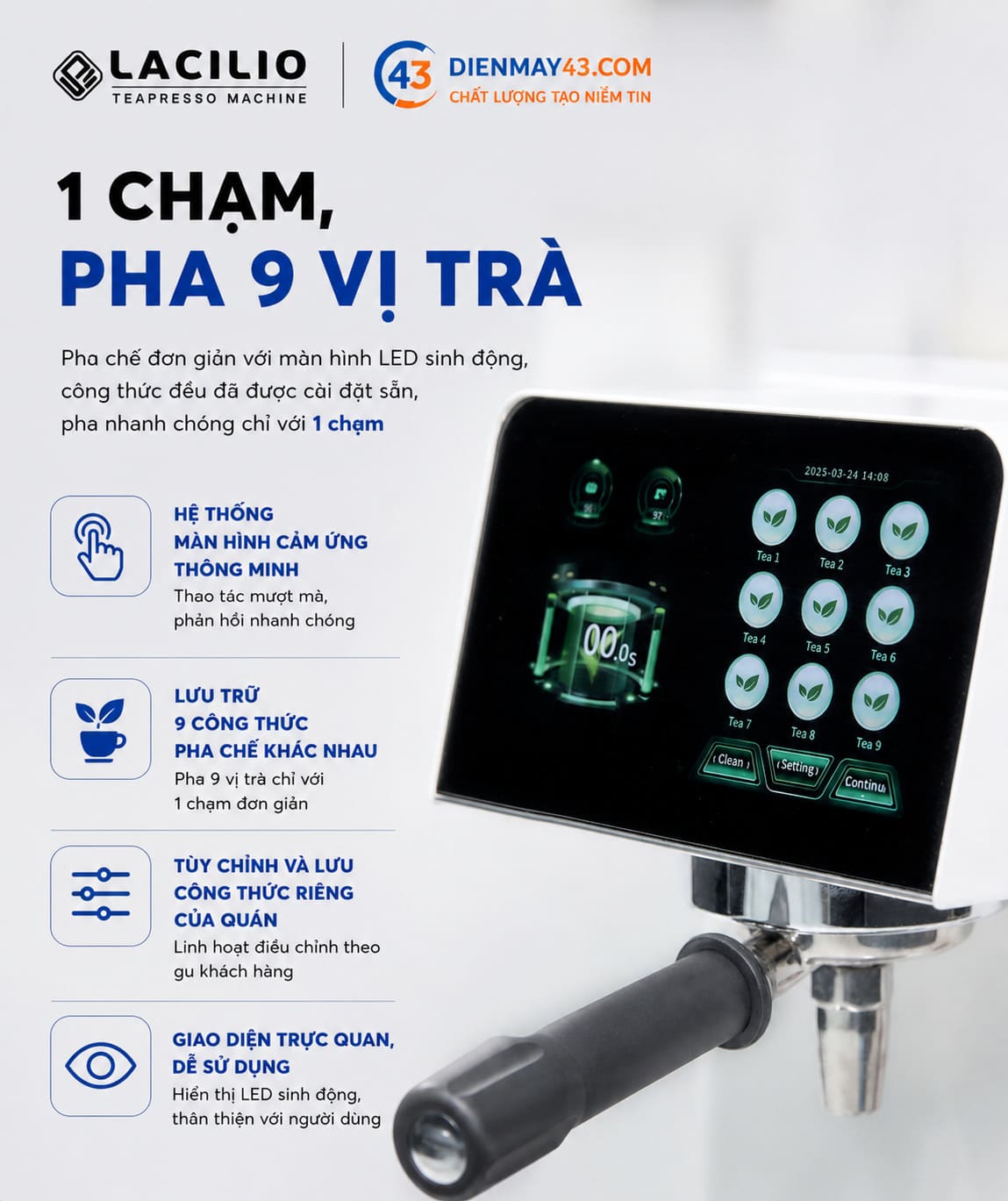 máy pha trà lacilio teapresso lt-300 pha 9 vị trà chỉ với 1 chạm