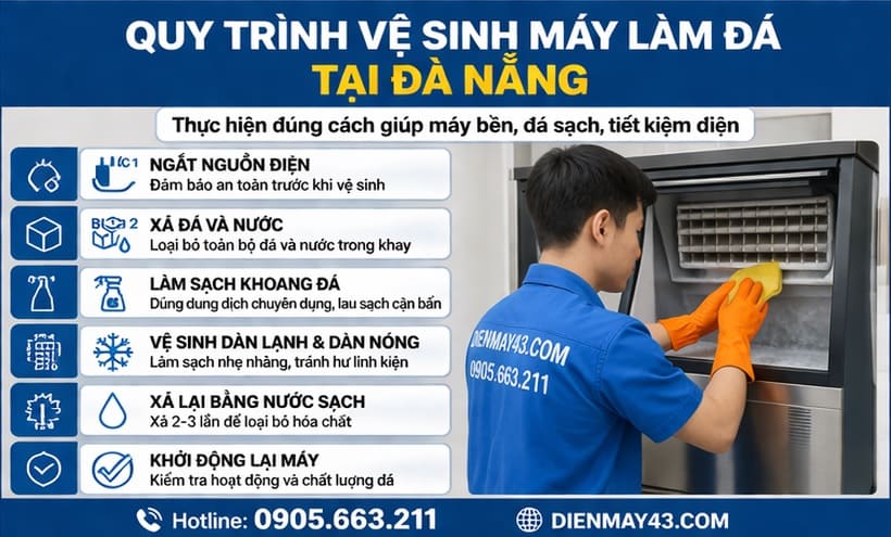 quy trình vệ sinh máy làm đá tại đà nẵng