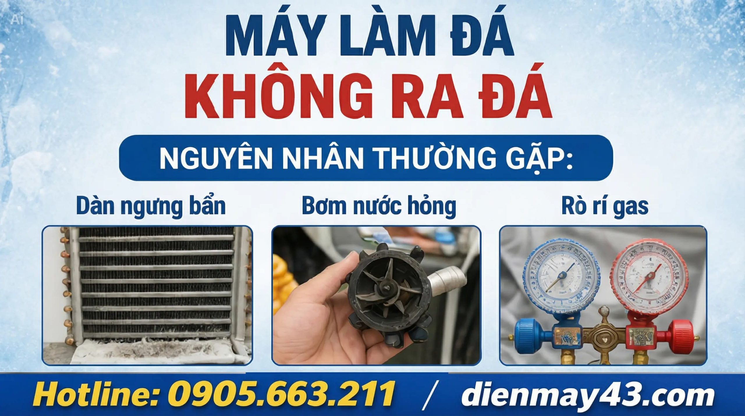 Sửa chữa máy làm đá không ra đá, kỹ thuật viên Việt Nam đang kiểm tra máy Yubann TH500, Dienmay43.com, Hotline 0905.663.211