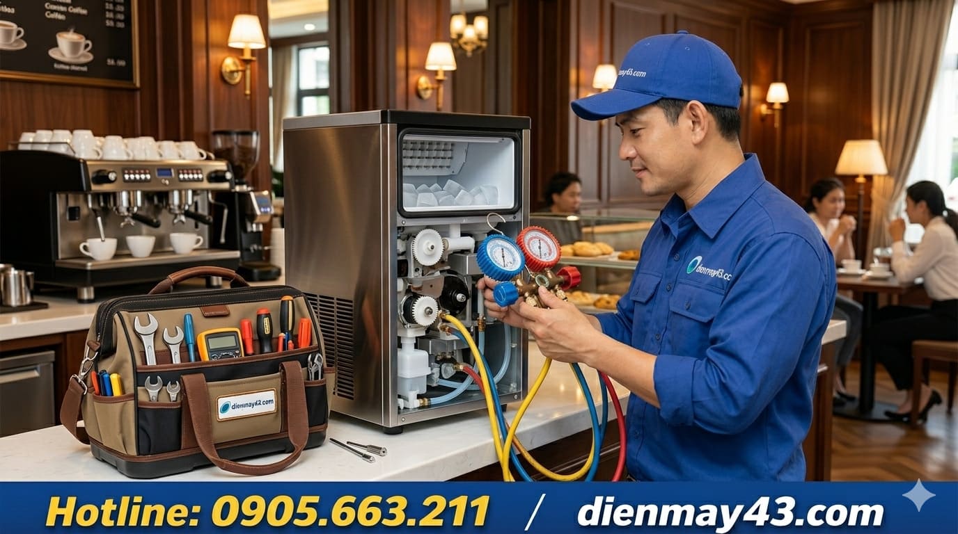 Bơm gas máy làm đá Yubann, bảo dưỡng định kỳ đảm bảo hiệu suất và đá sạch