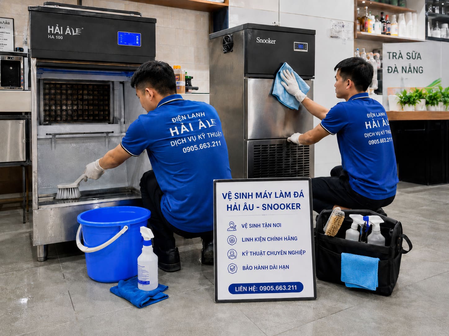 Vệ sinh máy làm đá Hải Âu tại Đà Nẵng cho quán nước, nhà hàng, khách sạn và bếp công nghiệp. Làm sạch cặn bẩn, khử mùi, kiểm tra khoang đá và hỗ trợ bảo dưỡng tận nơi.